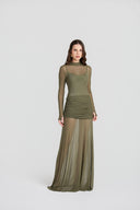 VESTIDO LONGO DRAPEADO ZOE