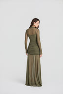 VESTIDO LONGO DRAPEADO ZOE